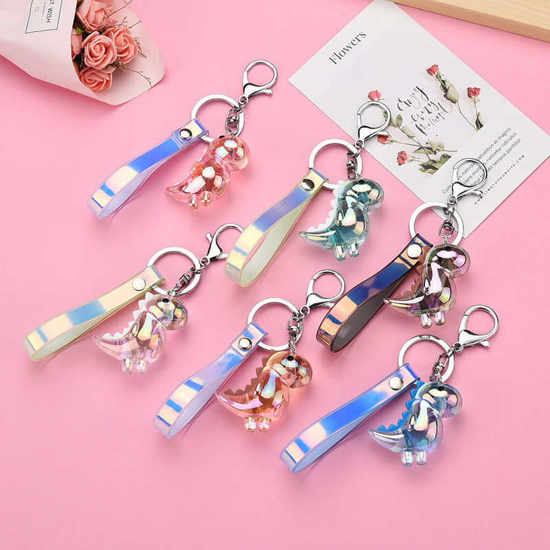 Acrylic Dinosaur Keychain Cartoon Pendant With Leather Rope Buckle Gift For Wedding Birthday Travel Graduation Gift