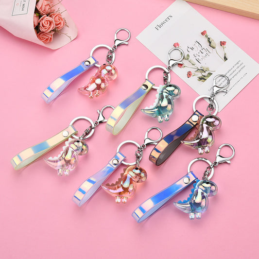 Acrylic Dinosaur Keychain Cartoon Pendant With Leather Rope Buckle Gift For Wedding Birthday Travel Graduation Gift