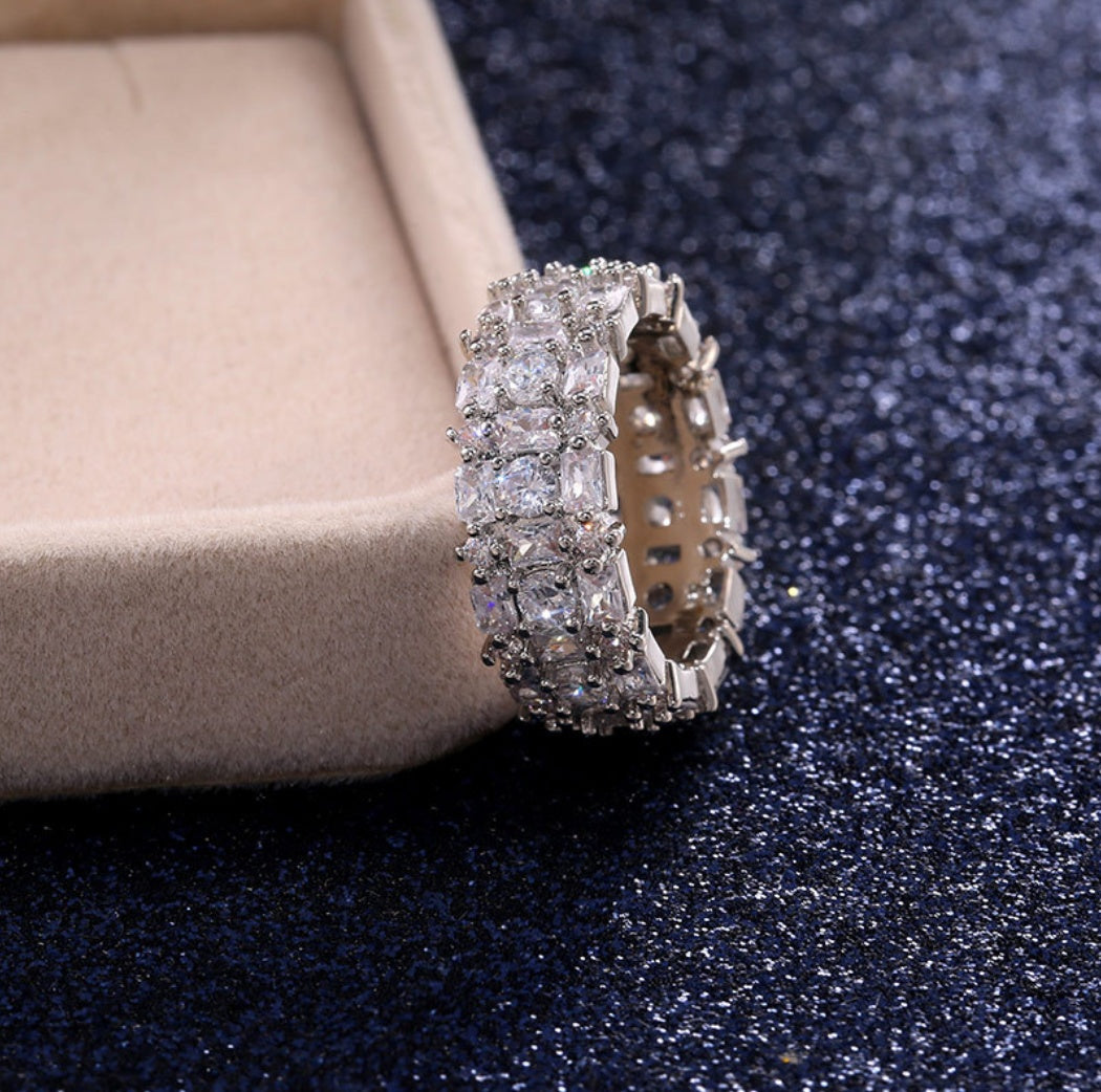 Zircon Ring For Couples Copper Plated Dazzling Statement Jewelry For Engagement Wedding Anniversary Shine Now