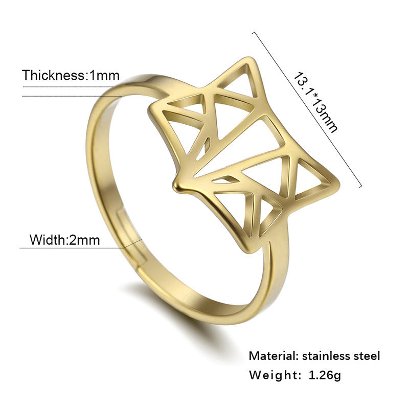 Animal Design Stainless Steel Ring for Women Girls Cute Chic Adjustable Opening Zodiac Rings Elegant Accessory