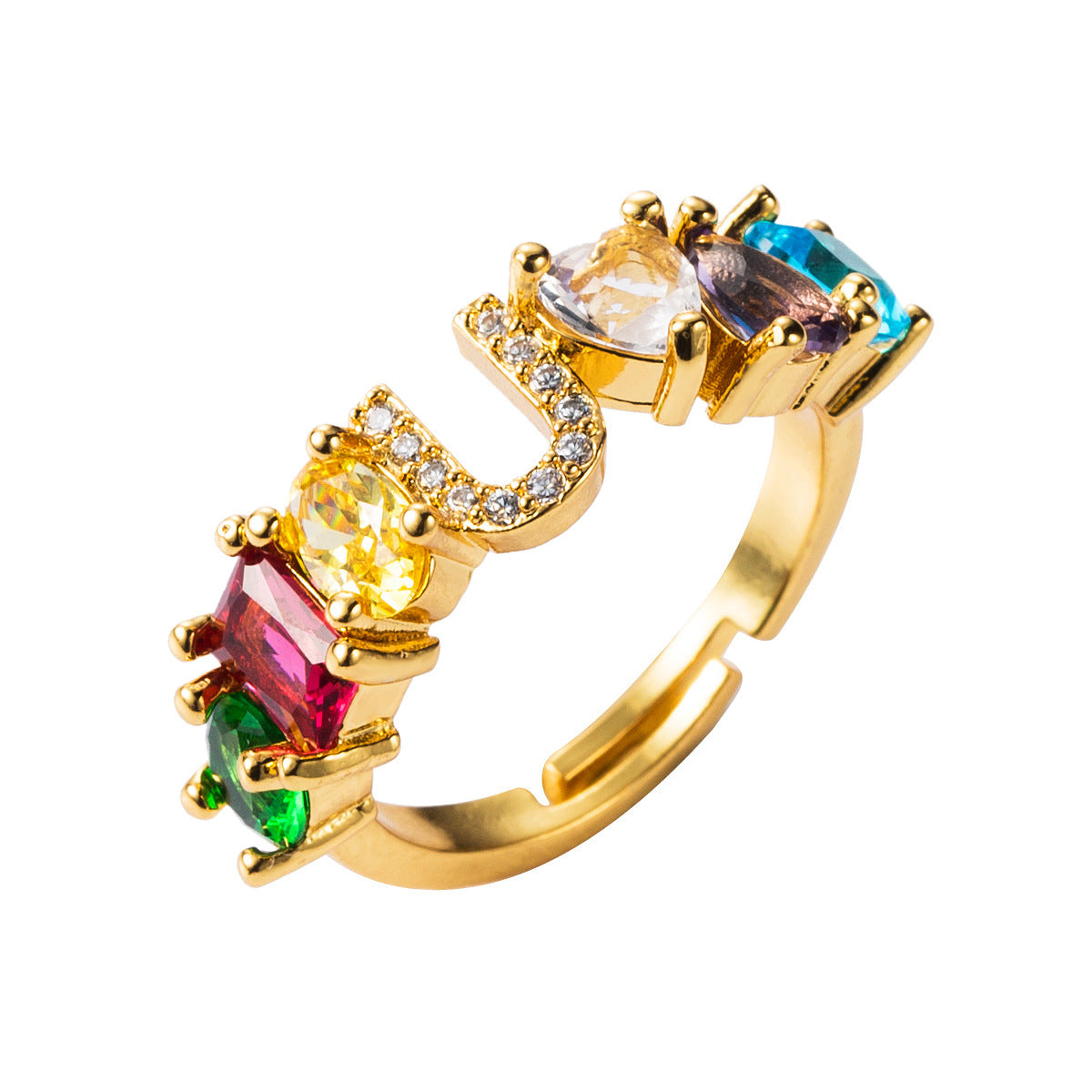 26 letters micro inlaid zircon letter ring