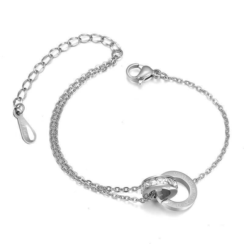 Titanium Steel Bracelet With Geometric Pendant Ball Chain