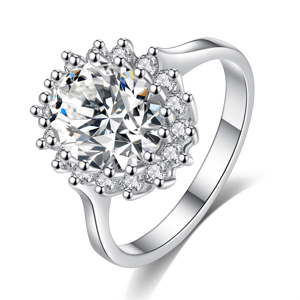 Womens White Gold Plated Copper Ring With Blue Zircon Star Shape For Elegant Fashion Jewelry Durable For Daily Wear