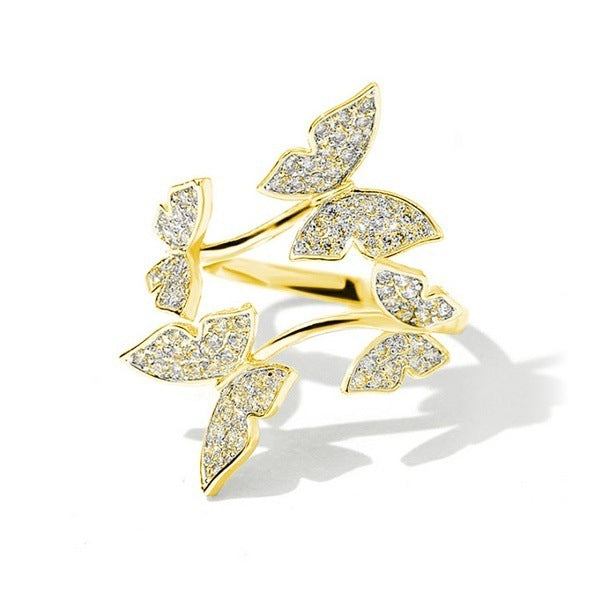 Butterfly Bow Ring Adjustable Alloy Wedding Ring Elegant Jewelry Rose Gold Gold Silver Anniversary Packed Gift