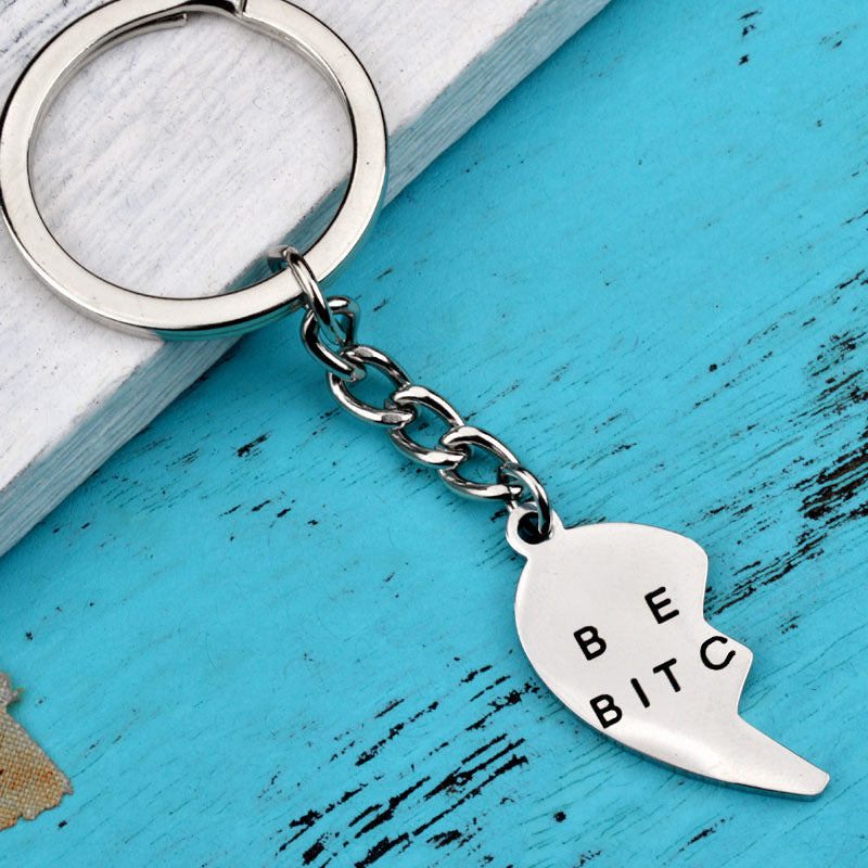 Heart Shaped Keychain Stainless Steel Key Ring With 2 Petal Pendants And Three Petal Pendants Silver Key Chain