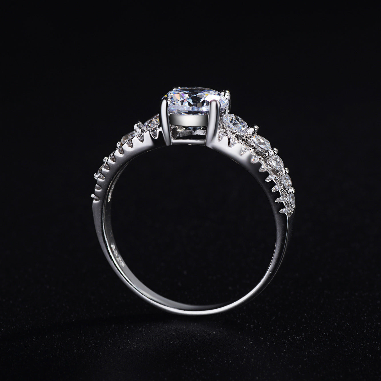 Womens Zircon Ring Exaggerated Statement Fashion Jewelry White Copper Durable Trendy Accessory Elegant Everyday Style