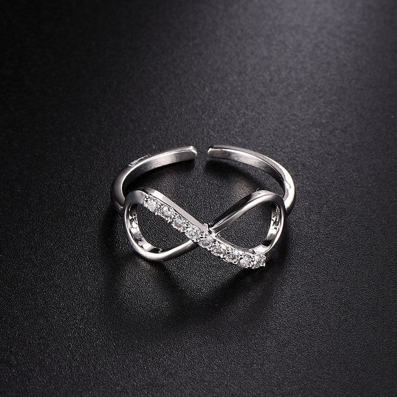 Adjustable Copper Ring With Zircon Mosaic Open Design For Women And Girls Comfortable Fit Fashion Jewelry Everyday