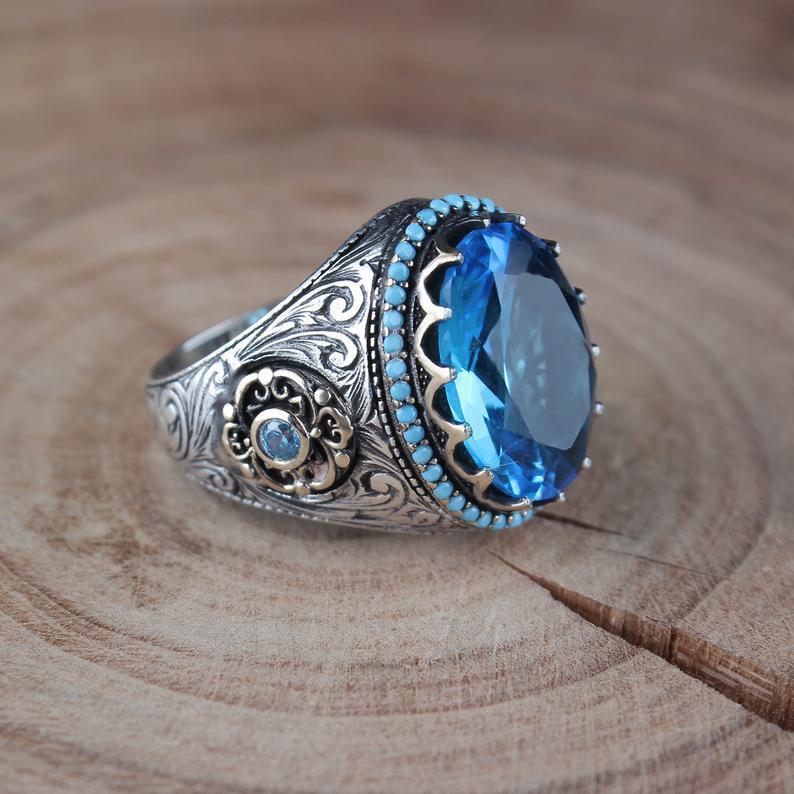 Women Geometric Alloy Insect Ring With Blue And Green Zircon Gemstone Inlay Fashion Jewelry For Everyday Wear Delight