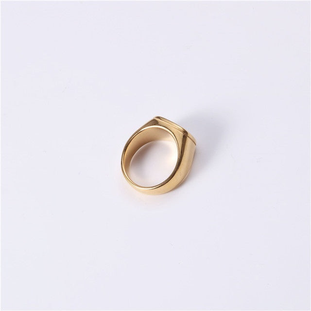 Golden Square Ring For Women Stainless Steel Hypoallergenic Long Lasting Color Exquisite Jewelry Elegant Style