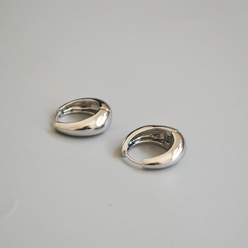 Brass Earrings With 18K Gold Plating Geometric Buckle Design Curved For Women And Girls Fashion Jewelry Ladies