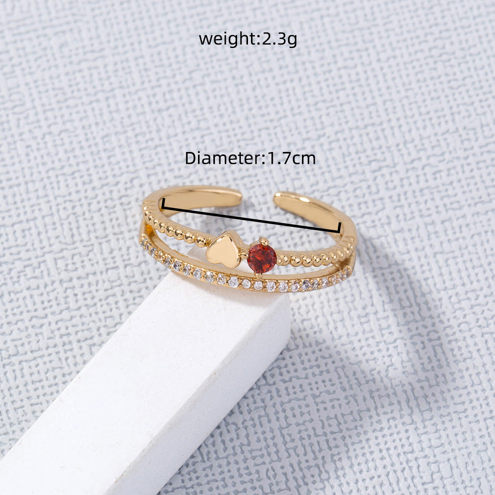 Womens Adjustable Copper Ring With Elegant Gemstone Zircon Inlay European American Fashion Jewelry Anniversary
