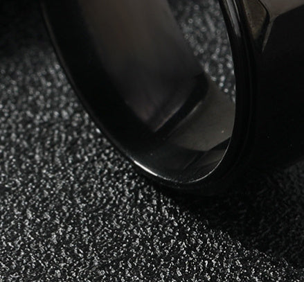 Unisex Stainless Steel Ring 8mm Hexagonal Geometrical Design Electroplated Fashion Jewelry Simple Band Ring Men