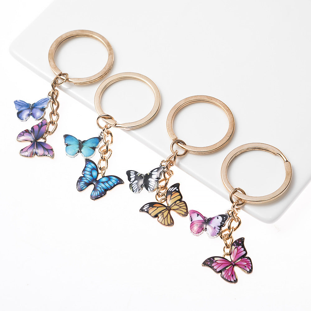 Butterfly Pendant Keychain Dripping Oil Design Alloy Key Ring Lightweight Fashion Accessory For Keys Bags And Decor