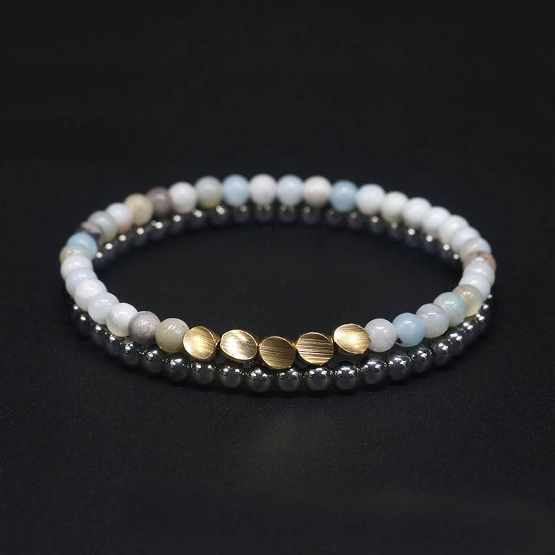 Matte Bronze Indian Agate Beads Unisex Bracelet Gift