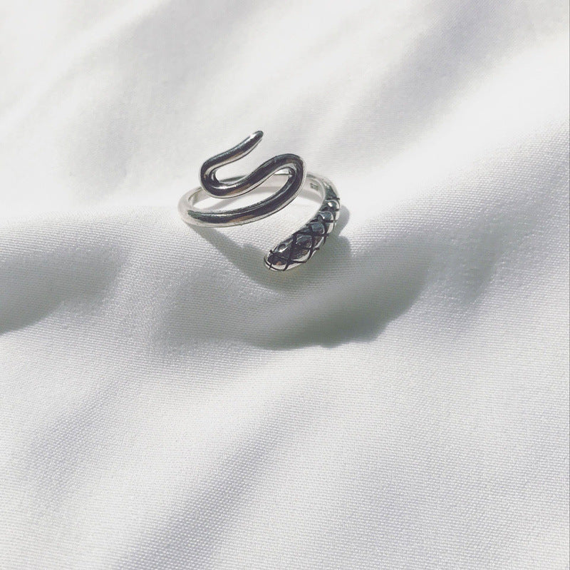 Womens Silver Plated Snake Ring Adjustable Fashion Ring Simple Design For Everyday Wear Jewelry Gift TrendyNow