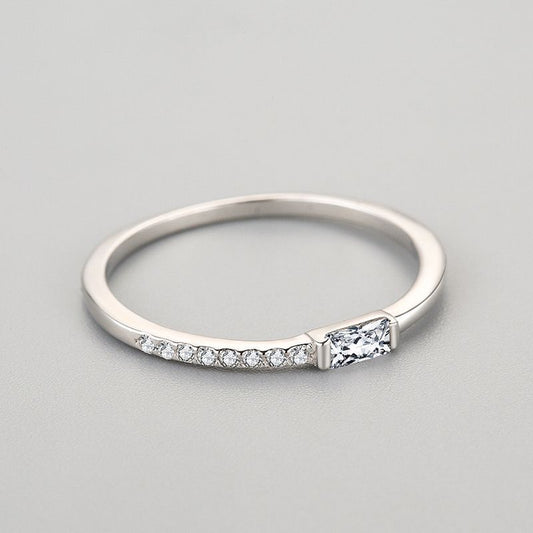 925 Sterling Silver Ring for Women Minimalist Design Sugar Cube Ring Diamond Ring for Her Adjustable Opening Jewelry Gift for Girlfriend Anniversary Present
