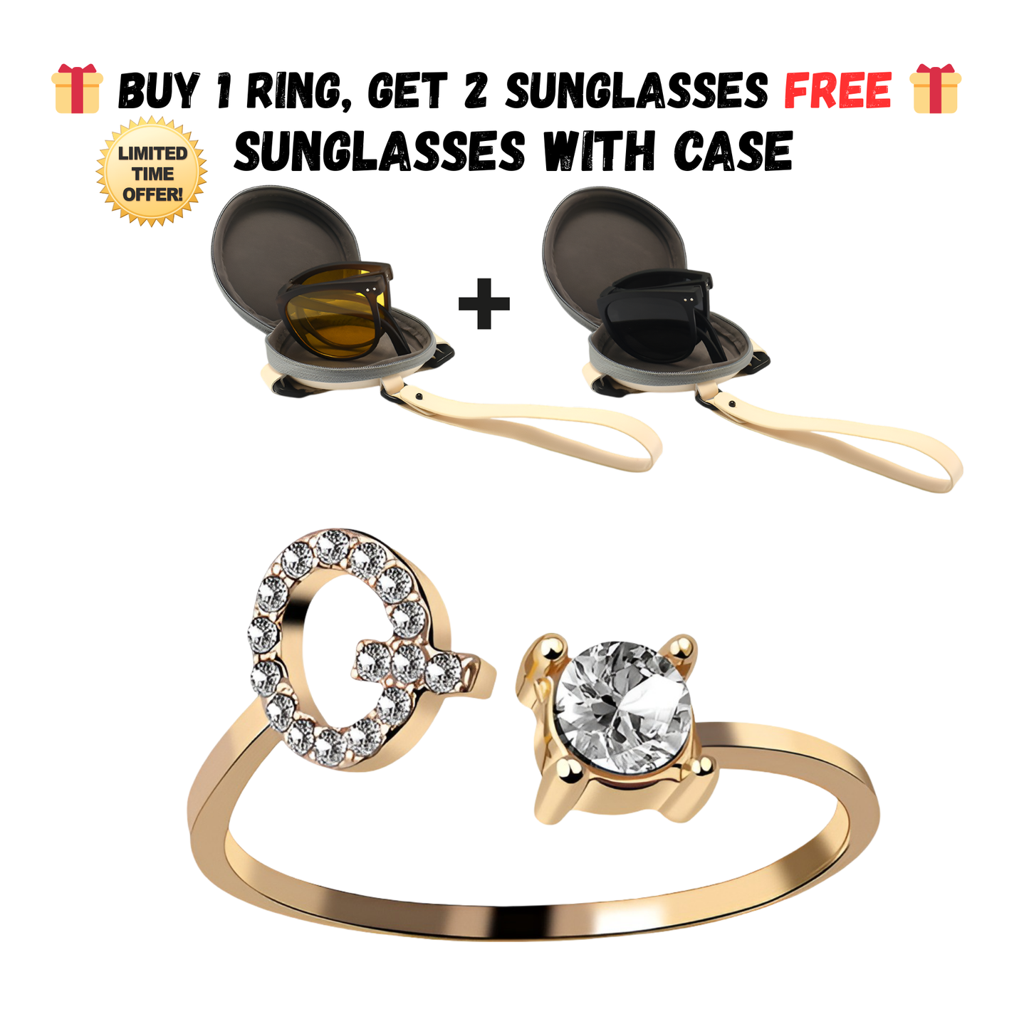 Adjustable Letter Zircon Ring with Alphabet Initials A Z Copper Alloy Jewelry Gift for Women Elegant Gift Idea