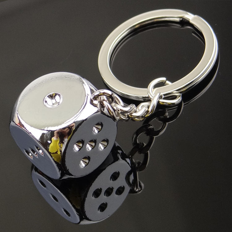 3D Metal Dice Keychain Zinc Alloy Lightweight Simple Design Accessory Unique Dice Pendant Decoration Gift Idea