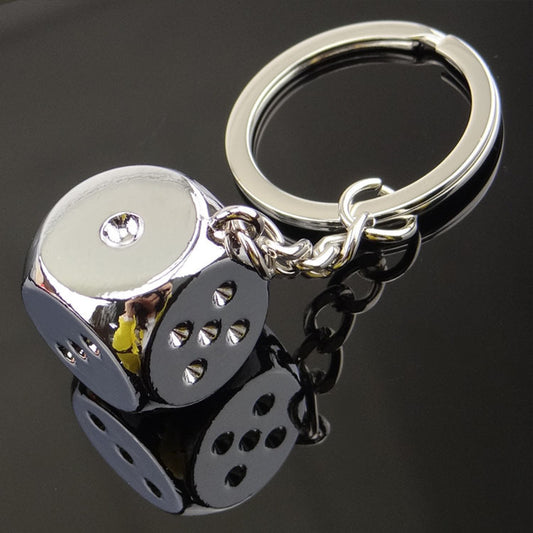 3D Metal Dice Keychain Zinc Alloy Lightweight Simple Design Accessory Unique Dice Pendant Decoration Gift Idea