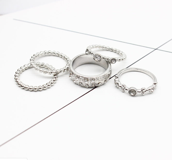 Rose Gold Stackable Ring Set Five Piece Bohemian Jewelry for Women Elegant Design for Work Party Everyday Wear