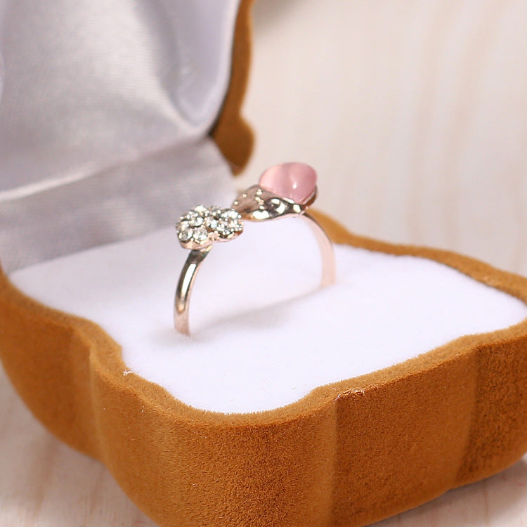 Bear Ring Box Jewelry Gift Box With Flocking Organizer