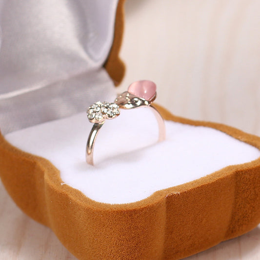 Bear Ring Box Jewelry Gift Box With Flocking Organizer