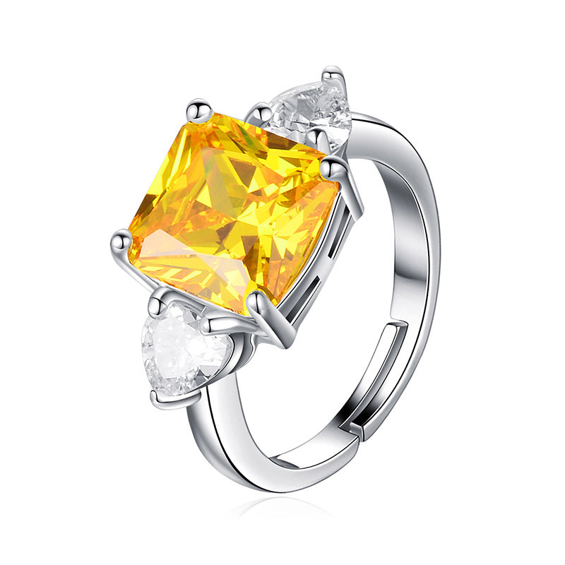 Copper Ring With Square Inlaid Zircon Accent Multicolor Jewelry For Women Gift For Her Fashion Jewelry For Her