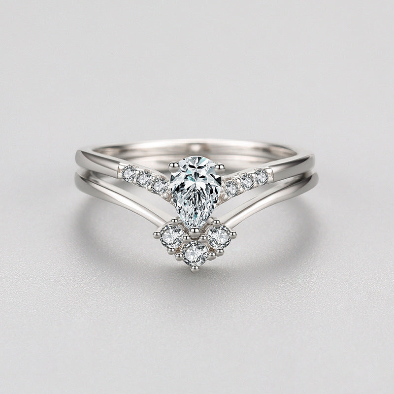 Womens Ring 925 Sterling Silver Gold Plated Band Inlaid Gemstones Diamond Thin Ring Wedding Jewelry With Delicate Shine