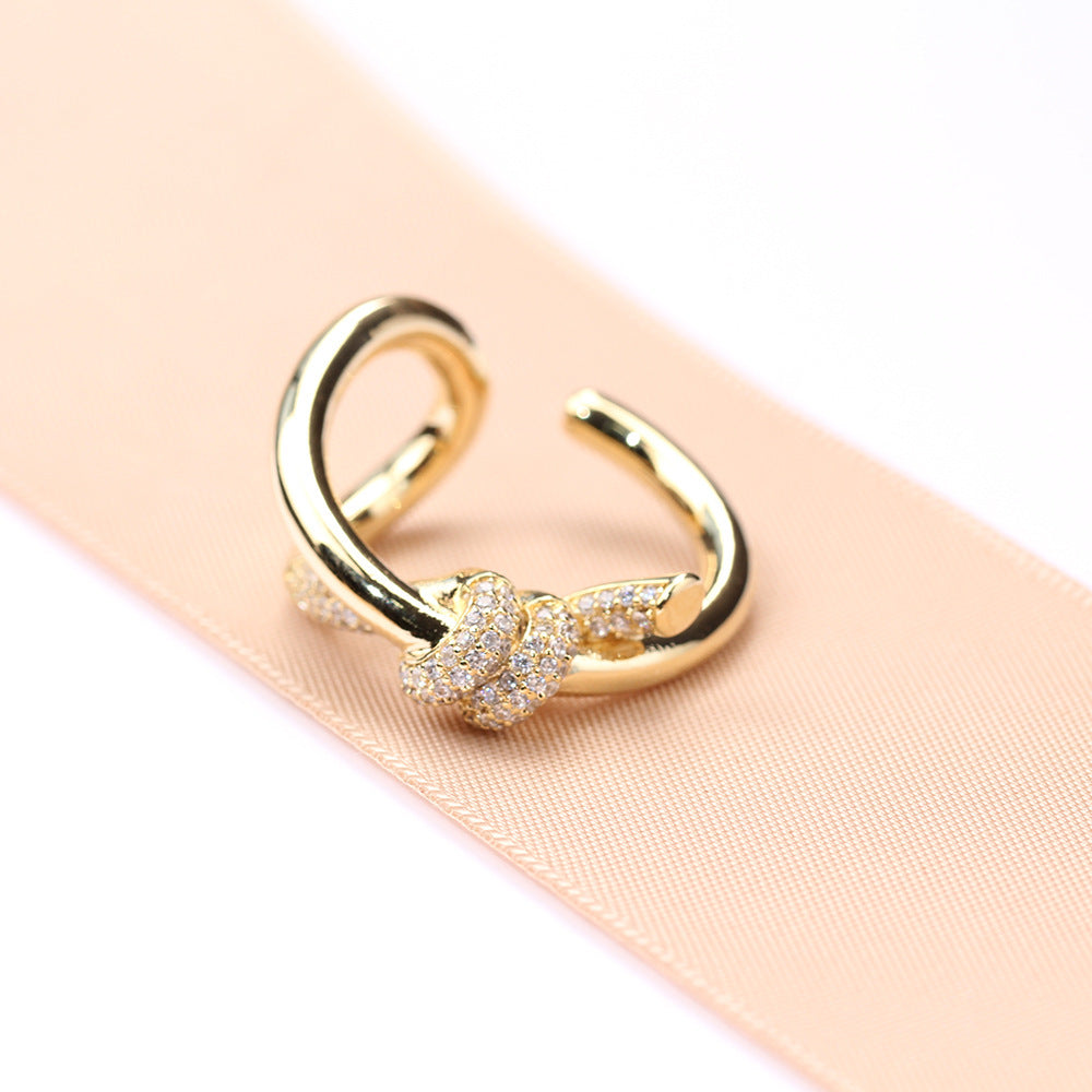 Adjustable Gold Plated Copper Ring For Women Open Band