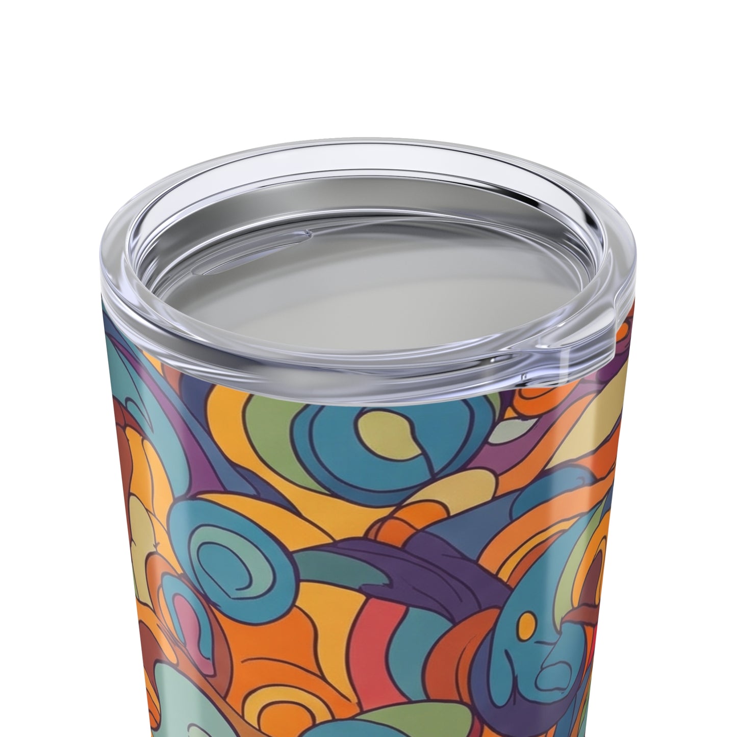 20 Ounce Stainless Steel Tumbler With Printed Pattern Double Wall Insulation Spill Resistant Thermal Cup
