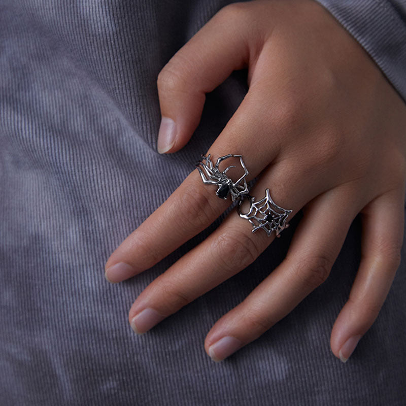 Copper Spider Web Ring Inlaid Zircon Adjustable Insect Design Fashion Jewelry For Women Elegant Ring Accessory