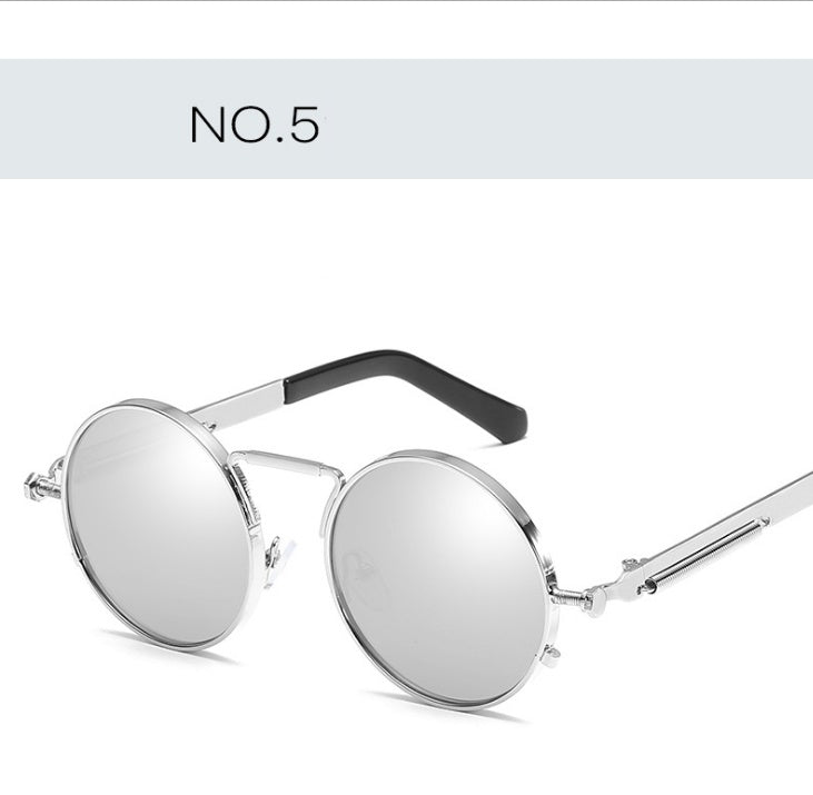 Round Sunglasses For Men Women UV400 Anti Reflective Mirror Lenses Metal Frame Outdoor Eyewear Trendy A Modern