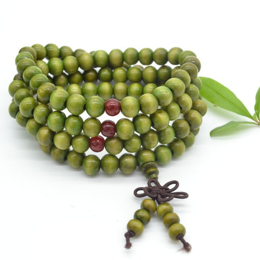 Womens Wooden Bracelet National Handmade Jewelry Red Sandalwood 8mm Beads Four Wraps Elegant Wrist Bangle Fashion