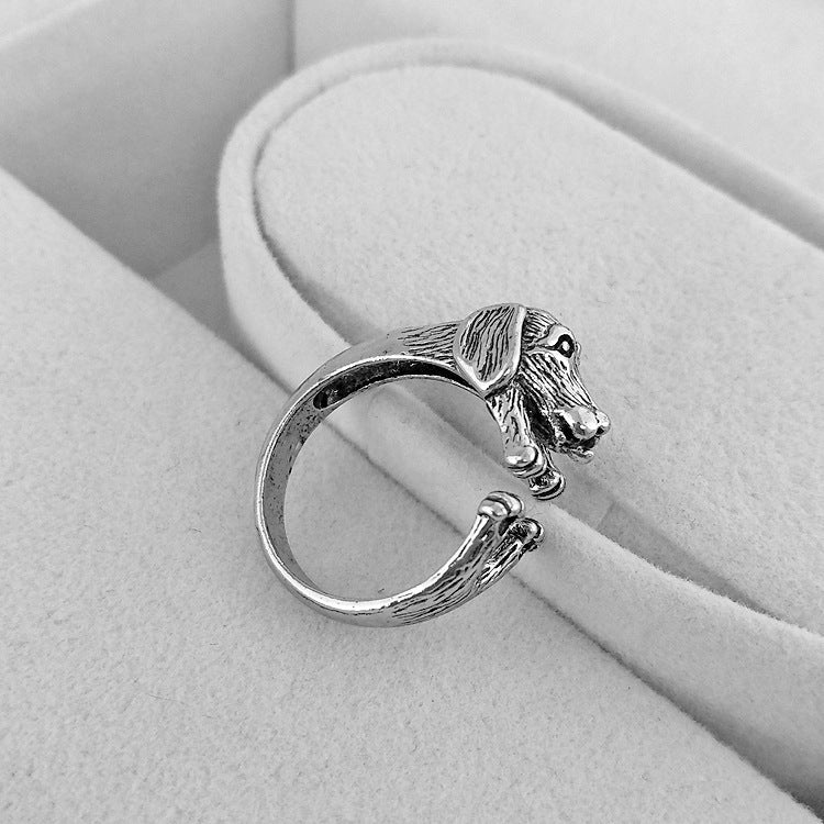 Adjustable Pug Dog Ring Retro Alloy Metal Statement Jewel Adornment Gift For Ladies Men Unisex Bold Daily Wear