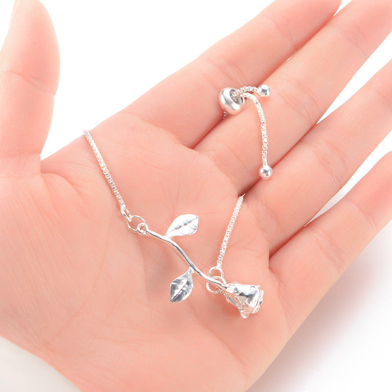 Womens Rose Bracelet Silver Rose Gold Alloy Electroplated Pendant Bracelet For Anniversary Gift And Employee Benefits