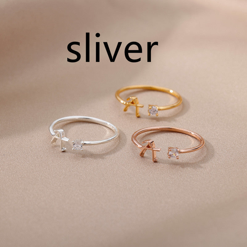 Unisex Golden Stainless Steel Ring With Zircon Inlay Alpha And Number Shapes Individually Packed For Festivals