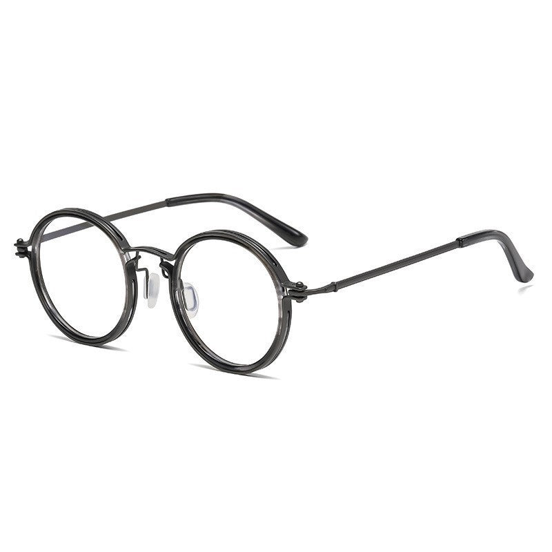 Adults Reading Glasses Round Frame Anti Blue Light Metal PC Frame Retro Eyewear Patterned Lens Readers