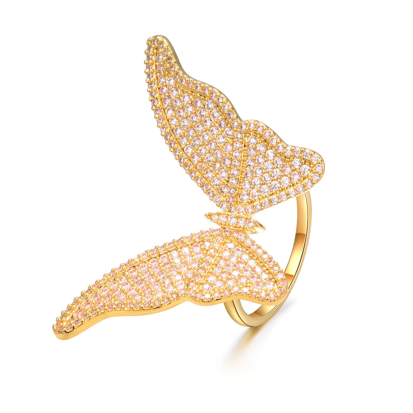 Butterfly Copper Ring With Zircon Inlaid Korean Fashion Jewelry Gift For Her Individually Packed Ring Daily Wear