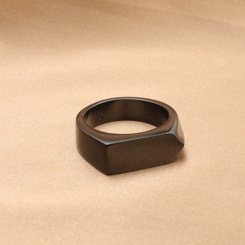 Titanium Steel Polished Rectangular Ring For Men Vintage Style Stainless Steel Accessory Modern Everyday Style