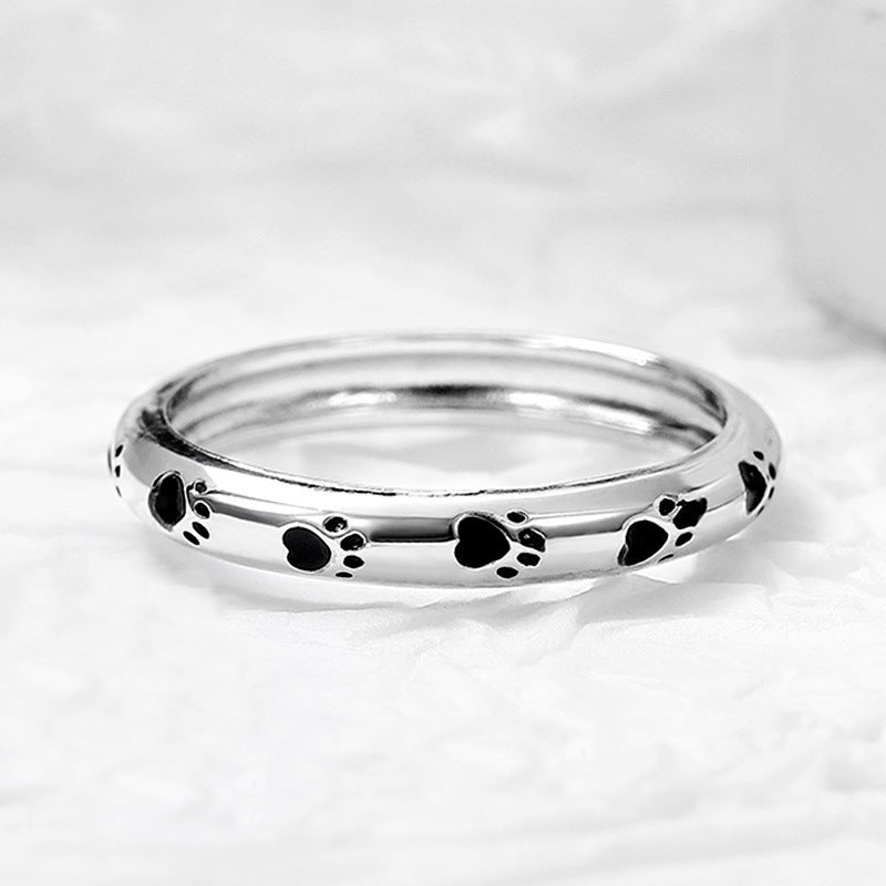 Copper Cat Paw Ring Geometric Design With Oil Treated Finish Cat Lover Ring For Women Girls Fashion Daily Wear Chic