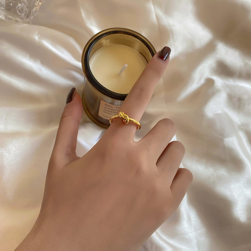Adjustable Knot Ring Silver Plated Womens Gold Ring