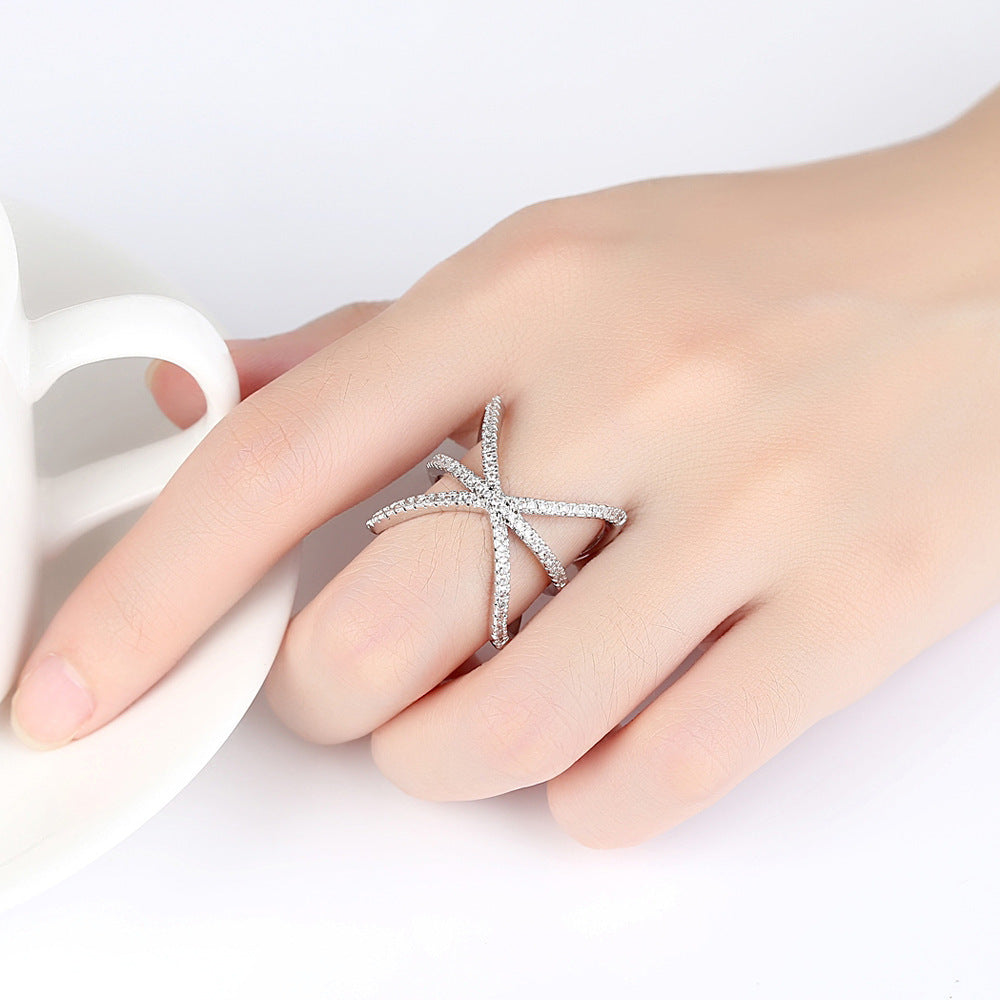 Womens Zircon Ring Geometric Copper Electroplated Fashion Jewelry Elegant Durable Versatile Gift For Couples Gift Idea