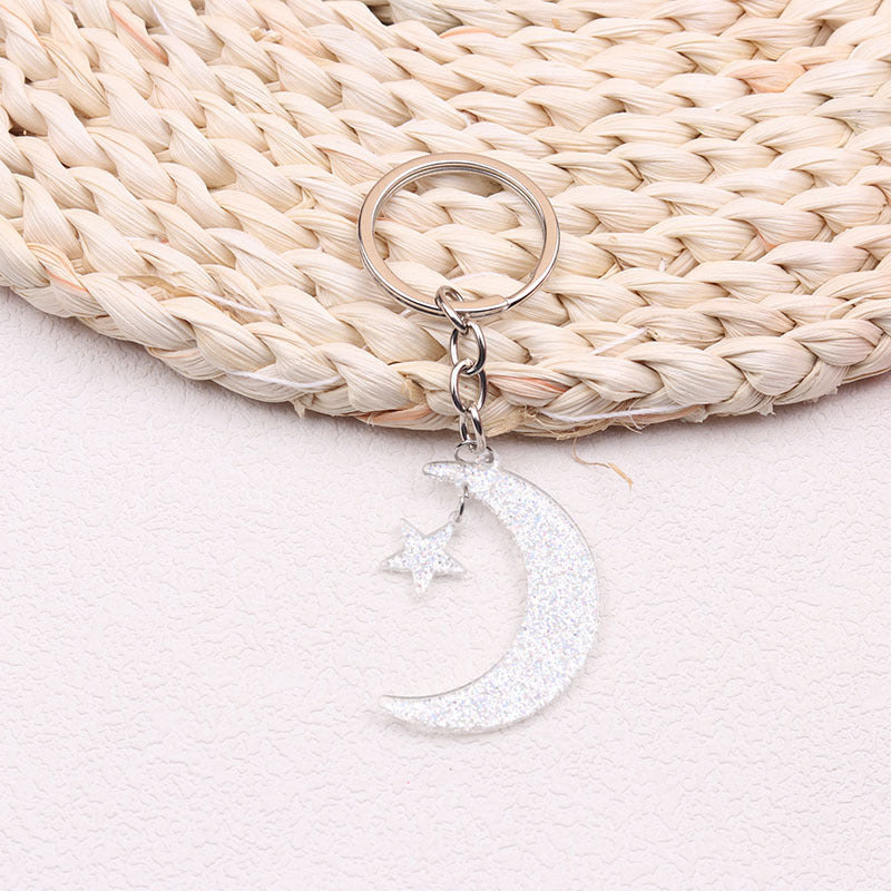 Celestial Sun Moon Stars Keychain Stainless Steel Pendant Simple Printing Process Gift For Style EU Style Trend