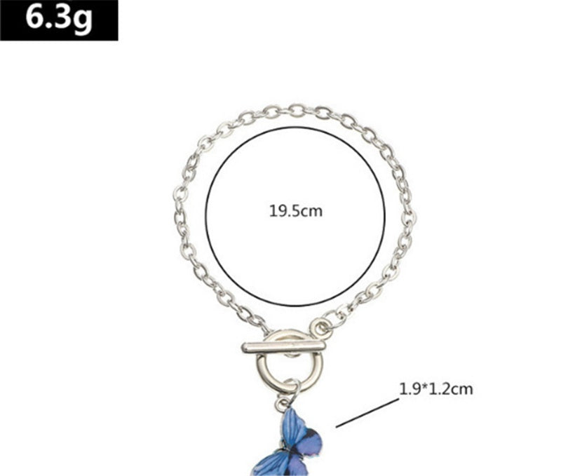 Butterfly Bracelet Women Alloy Jewelry Electroplated Blue Butterfly Pendant Classic Fashion Silver Tone Design