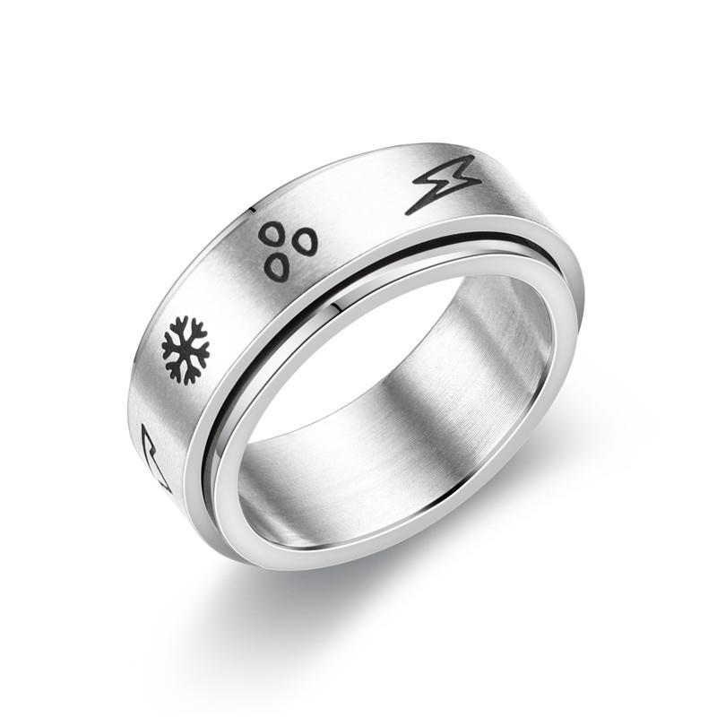 Unisex Stainless Steel Ring With Rotating Cat Face Design And Geometry Metal Elements Silver Gold And Cat Face