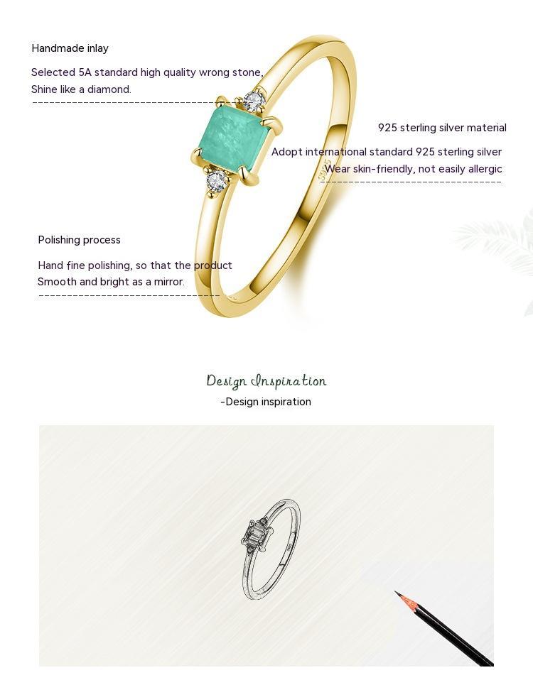 Womens S925 Sterling Silver Ring Geometric Quadrilateral Elements Modern Sleek Jewelry For Everyday Wears Luxe