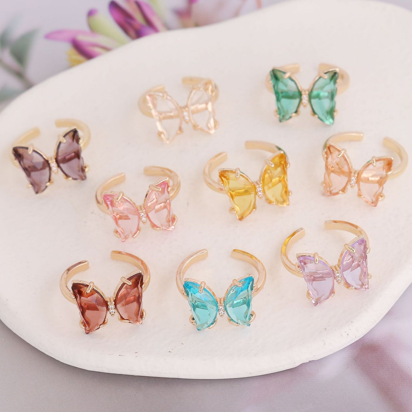 Butterfly Ring Electroplated Copper Elegant Butterfly Shaped Ring Fashion Jewelry Delicate Design Trendy Ring One Size