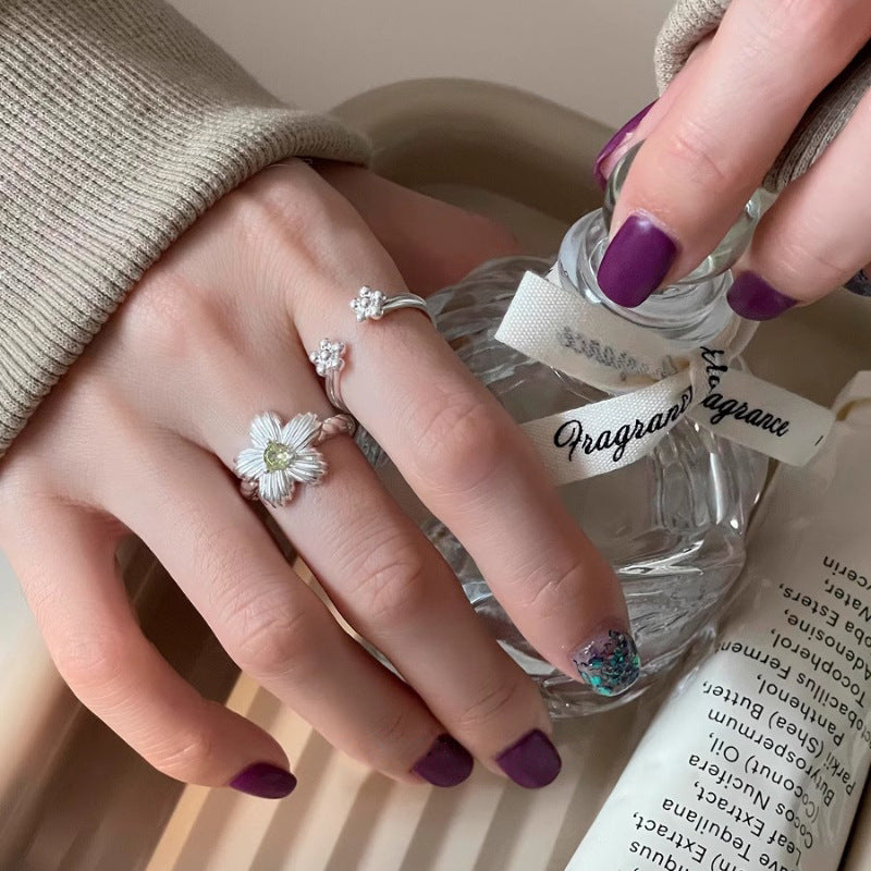 Adjustable Copper Flower Ring For Women Elegant Everyday