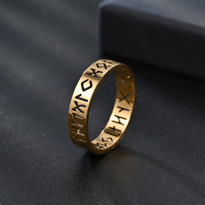 Unisex Stainless Steel Ring With Text Numerals 6mm Wide