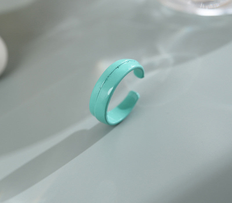 Womens Geometric Alloy Ring Candy Color Drip Design Oil Injected Finish Trendy Fashion Jewelry Geometric Ring